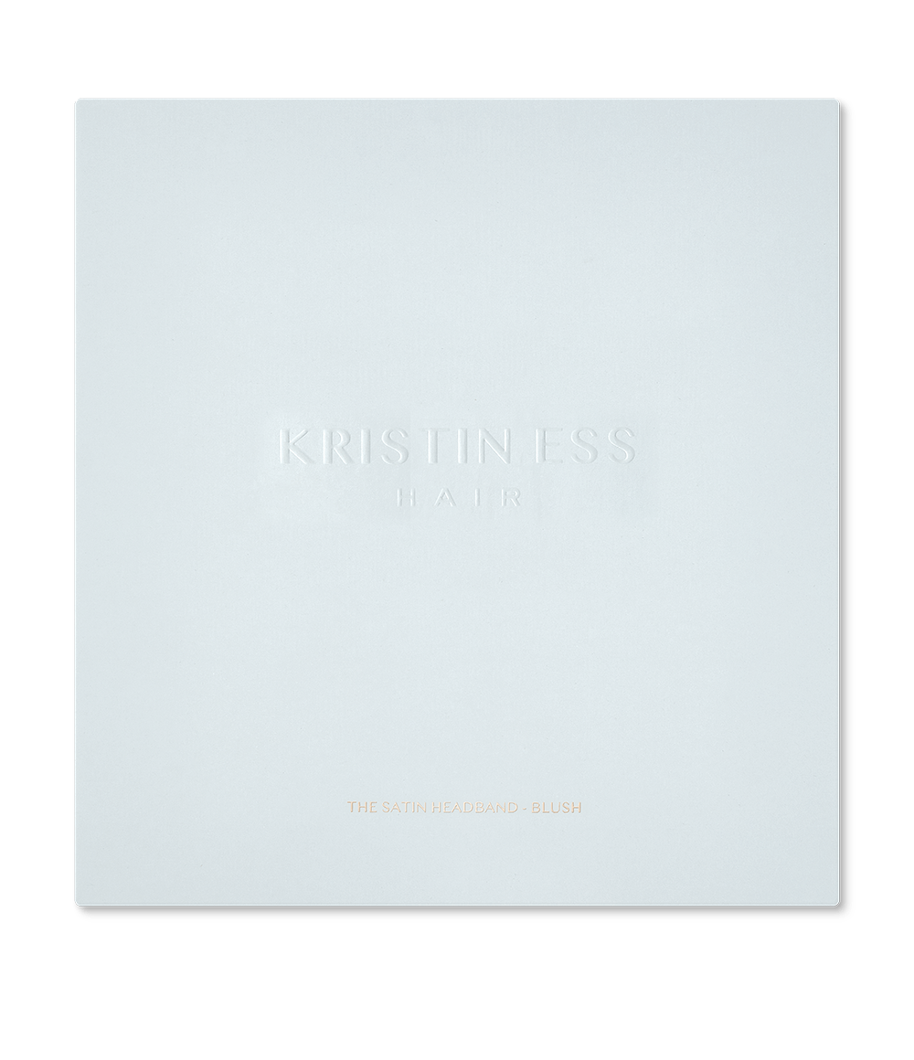 Satin Headband In Blush Front of Box Image